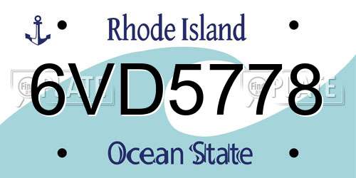 6VD5778 Rhode Island License Plate