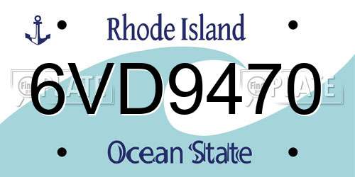 6VD9470 Rhode Island License Plate
