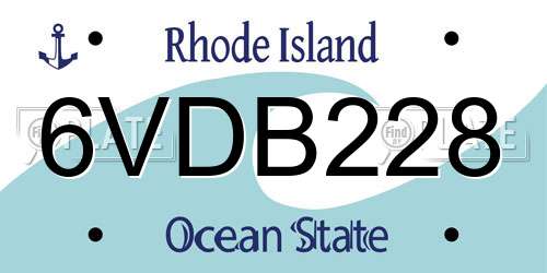 6VDB228 Rhode Island License Plate