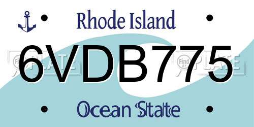 6VDB775 Rhode Island License Plate