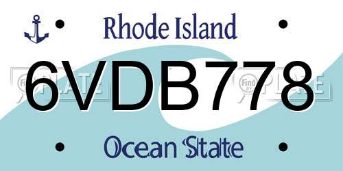 6VDB778 Rhode Island License Plate
