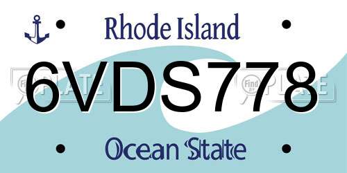 6VDS778 Rhode Island License Plate
