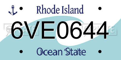 6VE0644 Rhode Island License Plate