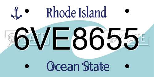6VE8655 Rhode Island License Plate