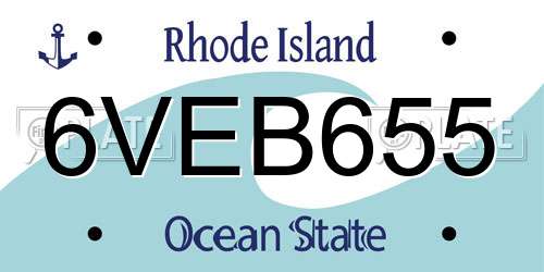 6VEB655 Rhode Island License Plate