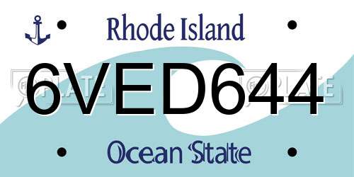 6VED644 Rhode Island License Plate