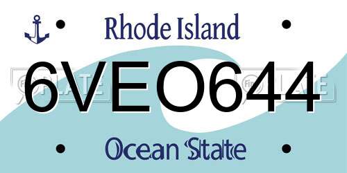 6VEO644 Rhode Island License Plate