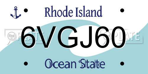 6VGJ60 Rhode Island License Plate