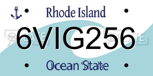 6VIG256 Rhode Island License Plate