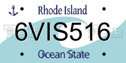 6VIS516 Rhode Island License Plate
