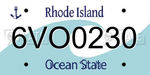 6VO0230 Rhode Island License Plate