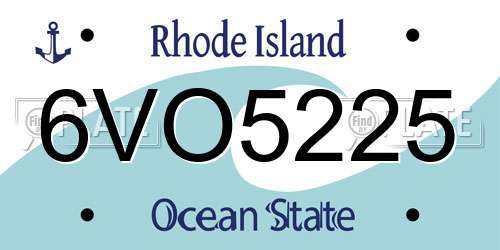 6VO5225 Rhode Island License Plate