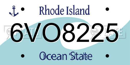 6VO8225 Rhode Island License Plate