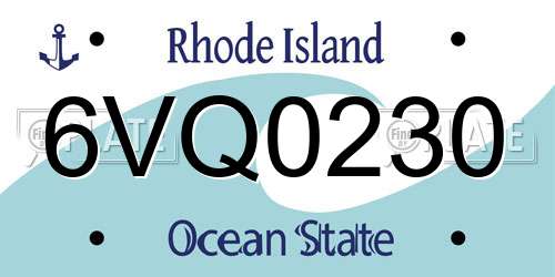 6VQ0230 Rhode Island License Plate