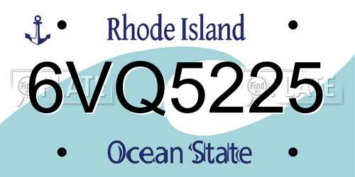 6VQ5225 Rhode Island License Plate