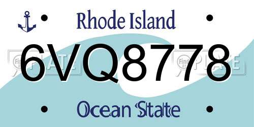 6VQ8778 Rhode Island License Plate