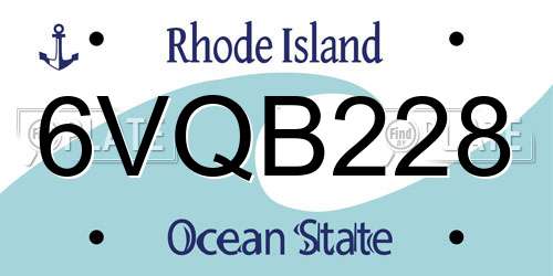 6VQB228 Rhode Island License Plate