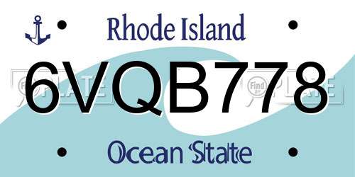 6VQB778 Rhode Island License Plate
