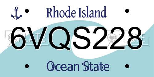 6VQS228 Rhode Island License Plate