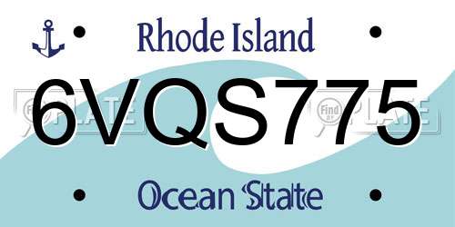 6VQS775 Rhode Island License Plate
