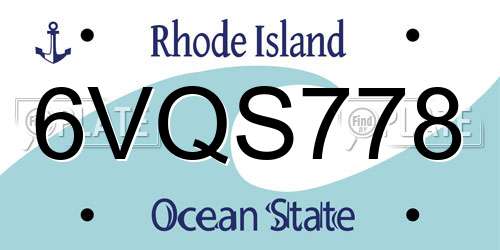 6VQS778 Rhode Island License Plate
