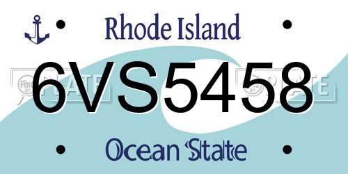 6VS5458 Rhode Island License Plate