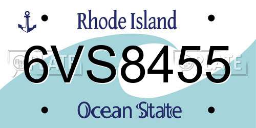 6VS8455 Rhode Island License Plate