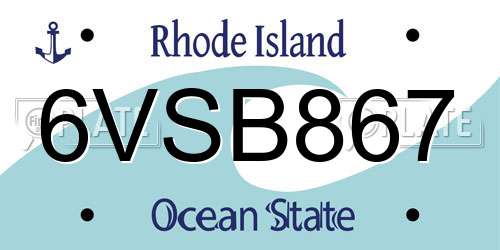6VSB867 Rhode Island License Plate