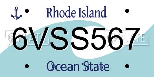 6VSS567 Rhode Island License Plate
