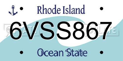 6VSS867 Rhode Island License Plate