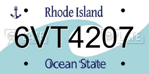 6VT4207 Rhode Island License Plate