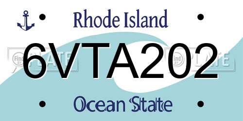 6VTA202 Rhode Island License Plate