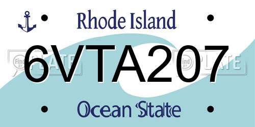 6VTA207 Rhode Island License Plate