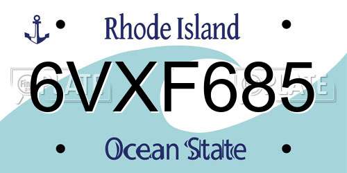 6VXF685 Rhode Island License Plate