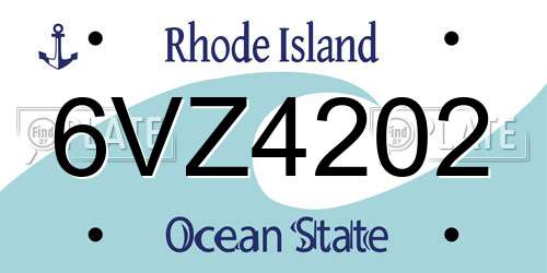 6VZ4202 Rhode Island License Plate