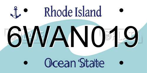 6WAN019 Rhode Island License Plate