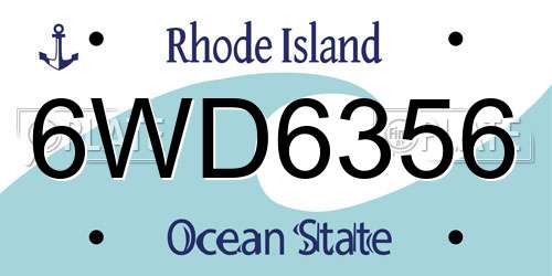 6WD6356 Rhode Island License Plate