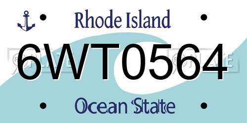 6WT0564 Rhode Island License Plate