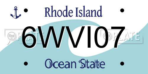 6WVI07 Rhode Island License Plate