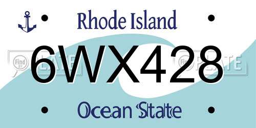 6WX428 Rhode Island License Plate