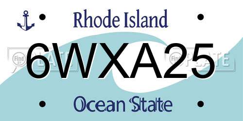 6WXA25 Rhode Island License Plate