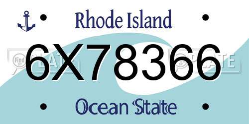 6X78366 Rhode Island License Plate