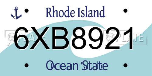 6XB8921 Rhode Island License Plate