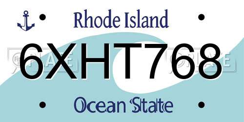 6XHT768 Rhode Island License Plate