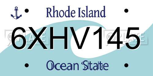 6XHV145 Rhode Island License Plate