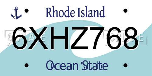 6XHZ768 Rhode Island License Plate