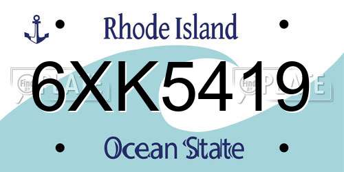 6XK5419 Rhode Island License Plate