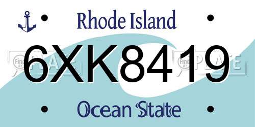 6XK8419 Rhode Island License Plate