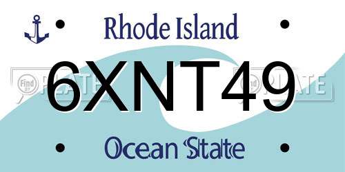 6XNT49 Rhode Island License Plate