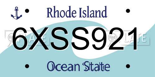 6XSS921 Rhode Island License Plate